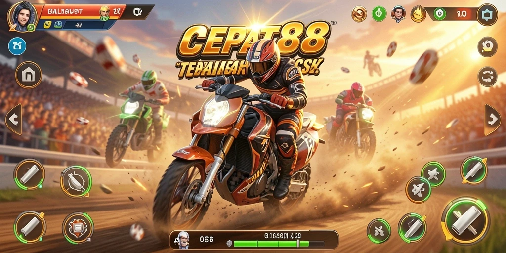 Tampilan intens balapan penuh aksi di <strong>CEPAT88</strong>.