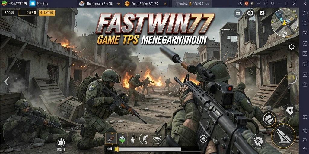 Menampilkan aksi gameplay dari FPS FASTWIN77 dengan grafis mengesankan.