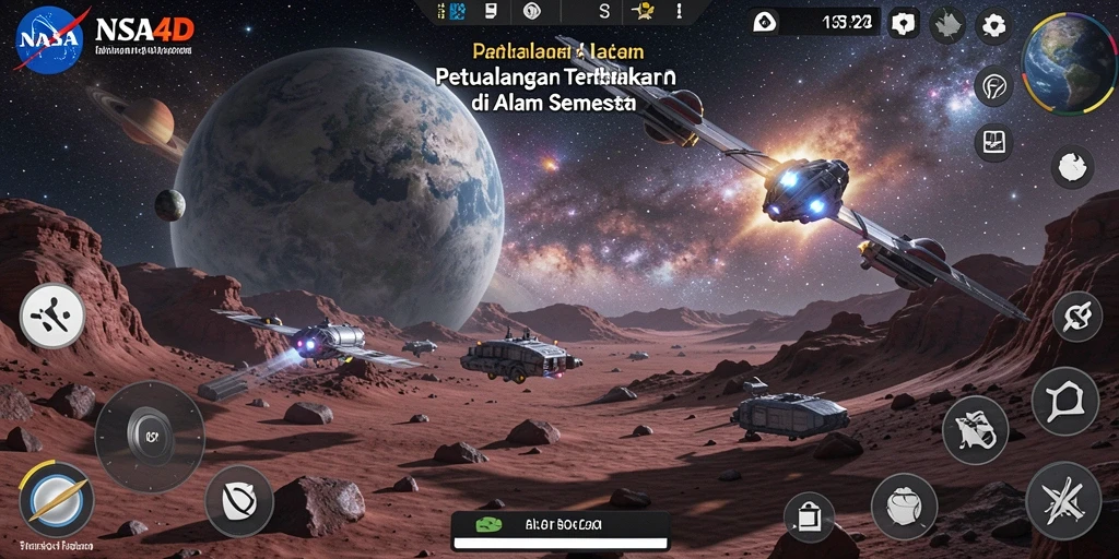 Gameplay menakjubkan dalam dunia terbuka luar angkasa.