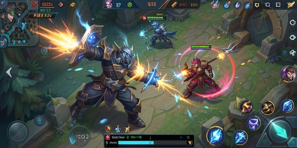 Gameplay seru dari QQ222 dengan aksi MOBA yang mendebarkan.