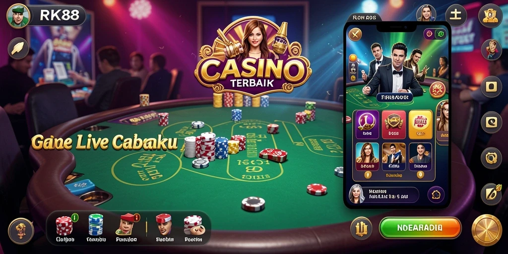 Tampilan menakjubkan dari gameplay Live Casino RK88 dengan dealer langsung.